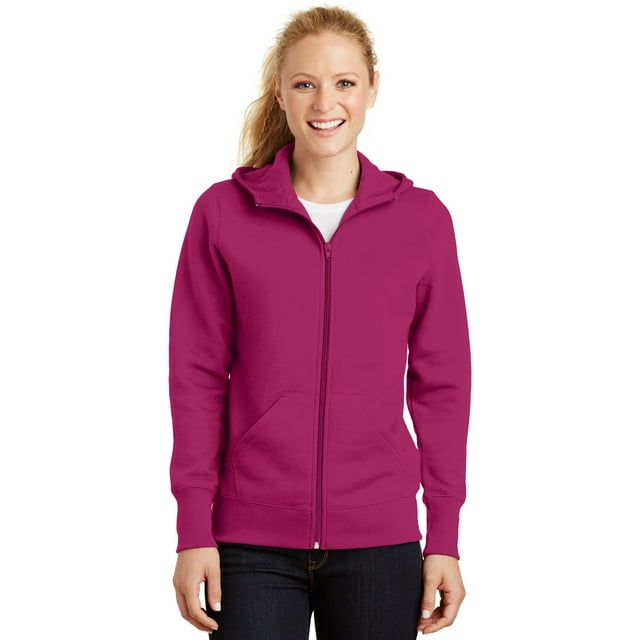 SPORT-TEK Chaqueta polar con capucha y cremallera completa para mujer XS Pink Rush deporte-tek L265