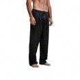 thumbnail image 1 of Mens Silk Satin Pajamas Pyjamas Pants For Men Sleep Bottoms Nightwear Solid Color Drawing Straps Waist Band Sleepwear Trousers-YUHAO, 1 of 5