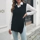 thumbnail image 4 of Señoras Otoño e Invierno Cremallera lateral Dividir Cuello en V Chaleco Suéter de punto Chaleco andrajoso para mujer Ropa exterior Pompotops  hdfakjf11162, 4 of 9