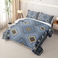 thumbnail image 3 of jejeloiu Aztec Geometric Rhombus Twin Quilt Set,Western Cowboy Tribal Twin Coverlet Set For Boys,Blue Beige,2pcs, 3 of 7