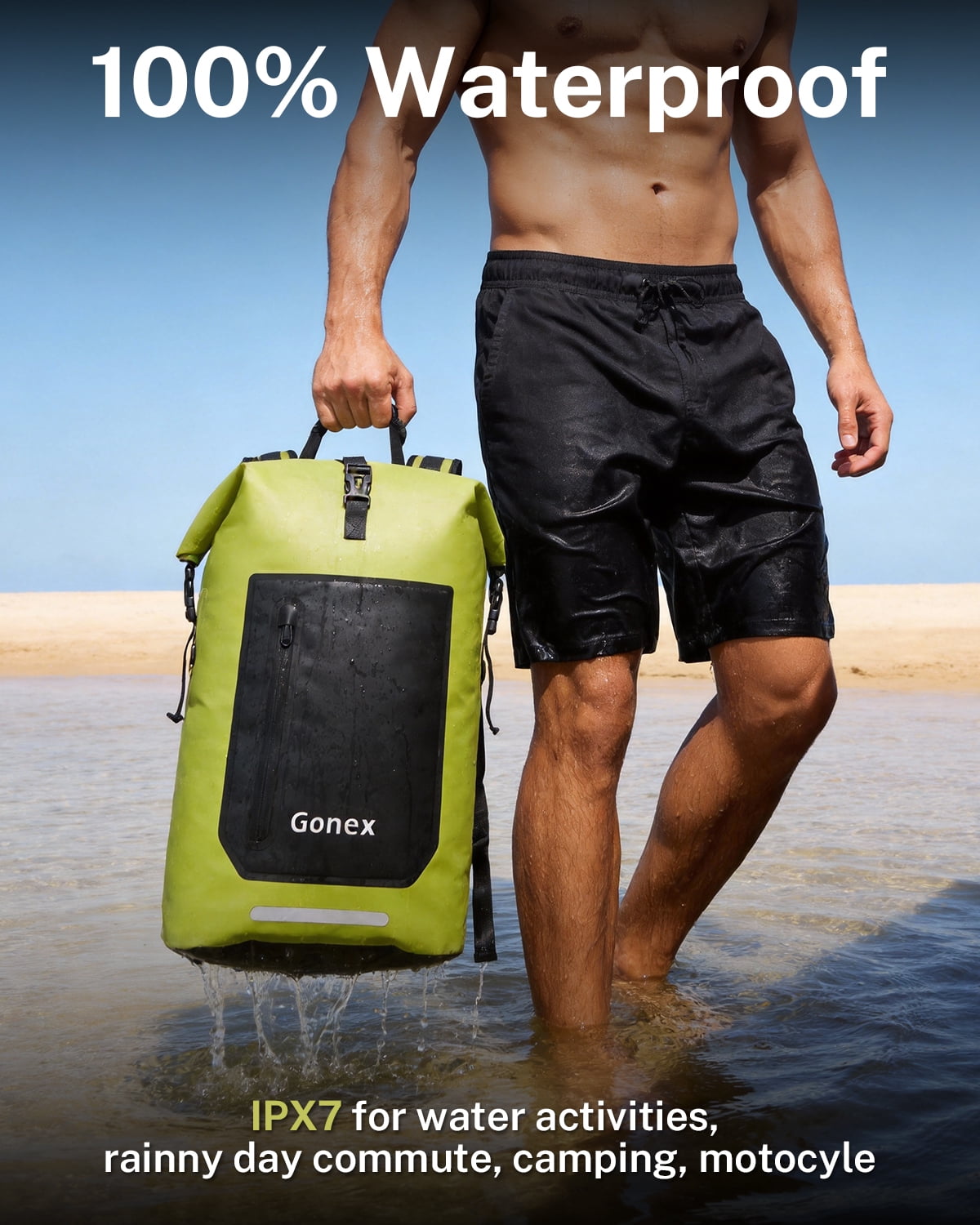 Gonex 35L Waterproof Backpack Dry Bag, Roll Top Floating Backpack for Kayak, Surfing, Hiking, Camping, Travel