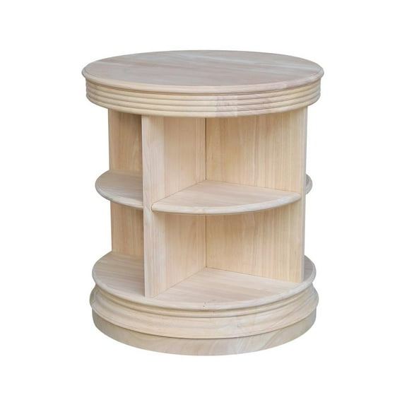 Library Round Solid Wood End Table - Unfinished