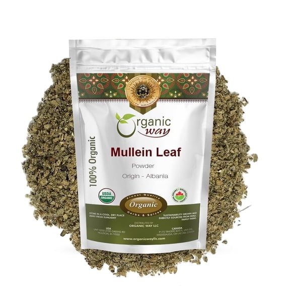 Organic Way Mullein Leaf Powder (Verbascum thapsus), Wild Harvested, Organic & Kosher, Vegan, Non-GMO, Gluten-Free, Product of Albania, 2 oz