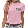 thumbnail image 4 of WEIWEN Women's Short Sleeve Autism Awareness Tops Casual Letter Print Trendy Crewneck Summer T Shirts for Women Graphic Tees Tshirts (Pink, XL), 4 of 5