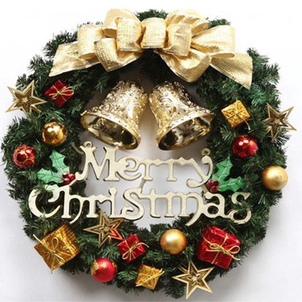 SINGARE Christmas Wreaths 12 Inch Christmas Front Door Hanging Artificial Wreath Garland with Balls Bells Gift Box Bow Star for Christmas Decorations Door Window Indoors Outdoors Decor