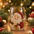 thumbnail image 5 of Christmas Glass Art Cup, Decor Drinking Glass Cup, Stemless Wine Glasses Holiday Glassware for Coffee, Tea, Juice, Milk, Xmas Party Home Festive Decor Gifts (Santa), 5 of 7
