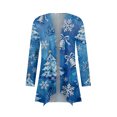 thumbnail image 6 of Women's Fashion Christmas Print Jacket, Long Sleeve Casual Cardigan Coat for Everyday Wear and Comfortable Outfits,Blue,M, 6 of 7