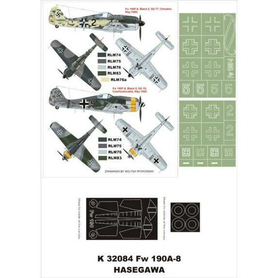 Montex Super Mask 1:32 Fw-190 F-8 for Hasegawa #4 Spraying Stencil #K32084