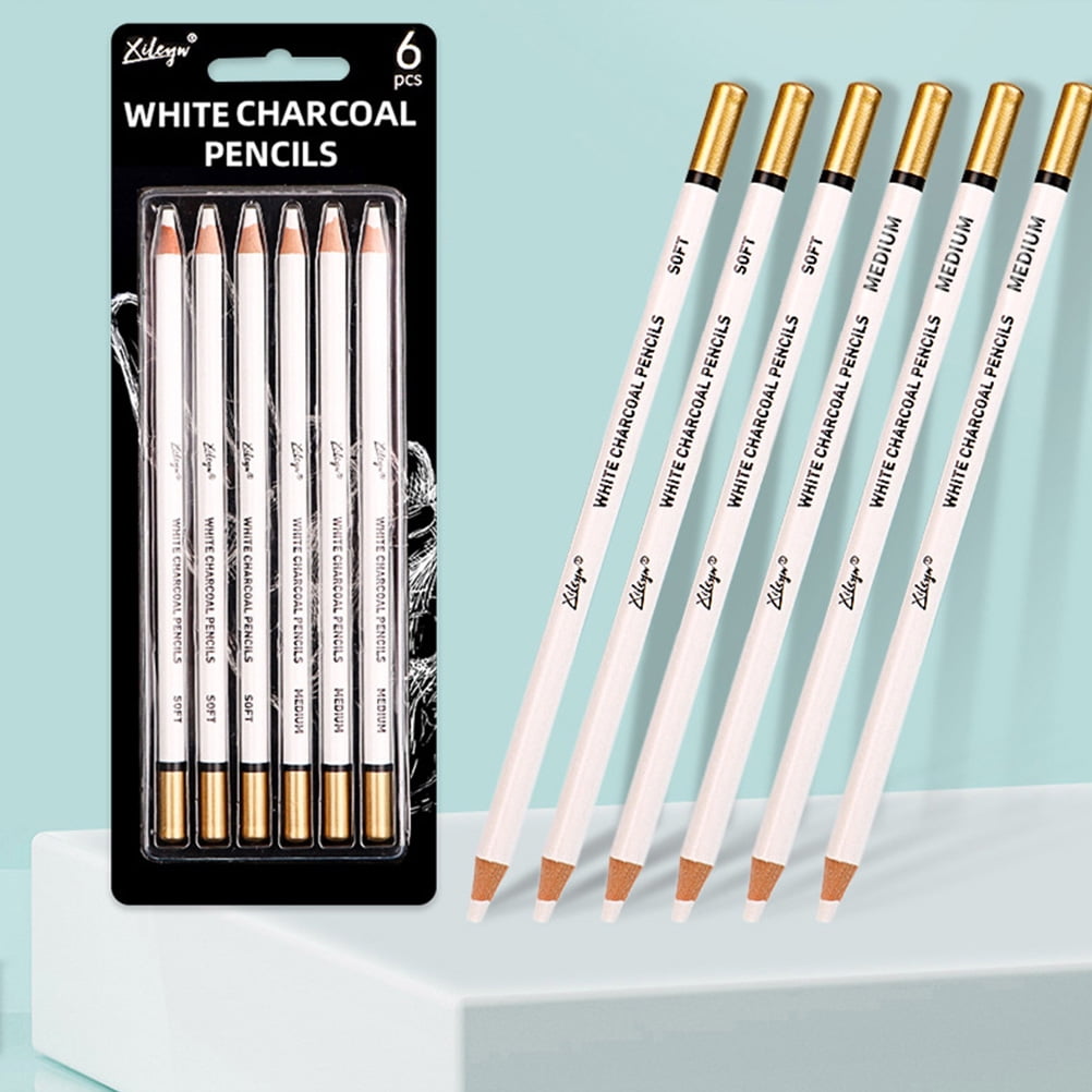 NUOLUX 2Pcs Charcoal Pencils Sketch White Pencils Drawing