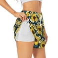 thumbnail image 1 of Balery Sunflowers Pantalones cortos deportivos para mujer con forro y dos bolsillos, elásticos, para entrenamiento, gimnasio, yoga-Large, 1 of 7
