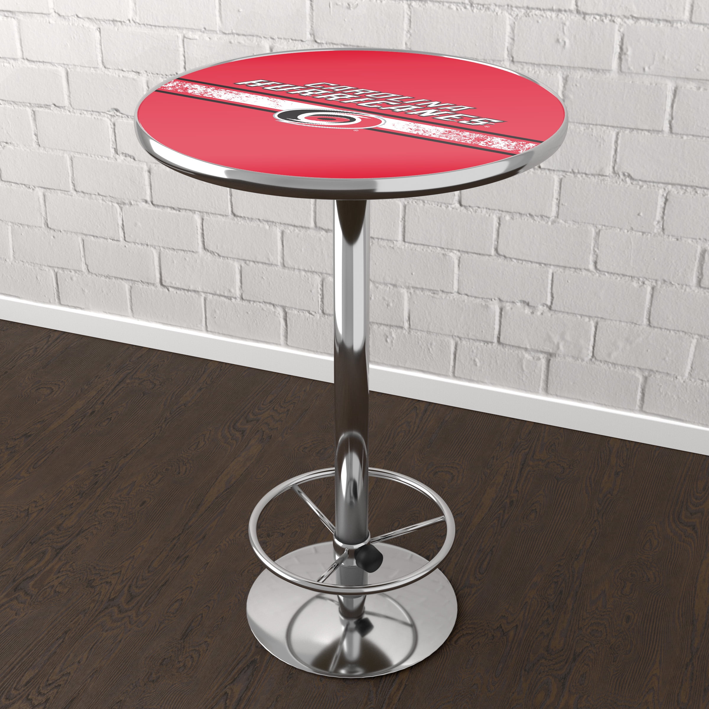 Carolina Hurricanes Logo Bar Table with Adjustable Footrest and Acrylic Top