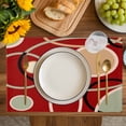 thumbnail image 4 of Geometric Red Placemats Set of 8, Boho Retro Abstract Circle Black Green Placemats for Dining Table, Place Mats for Kitchen Tabletop, Waterproof Wipeable Dining Table Mats Set, 4 of 9