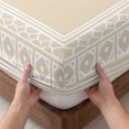 thumbnail image 3 of Twin Sze Fitted Sheet Set - Bohemian Floral Tile 2 Piece Bedding Sets 16" Deep Pocket Fitted Sheet with 1 Pillowcase, Cream Boho Sounthwest Middle Century Brushed Microfiber Hotel Luxury Bed Sheets, 3 of 9