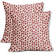 Red Cream Pillow Covers 16x16 Set of 2 Boho Design Polka Dot Throw Pillows Modern Brush Strokes Print Decorative Outdoor Pillowcase Square Cushion Cover Linen Pillow Case for Home Sofa Couch Bed