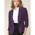 thumbnail image 2 of Made by Johnny Women's 3/4 Sleeve Blazer Open Front Cardigan Jacket Work Office Blazer L PURPLE, 2 of 6