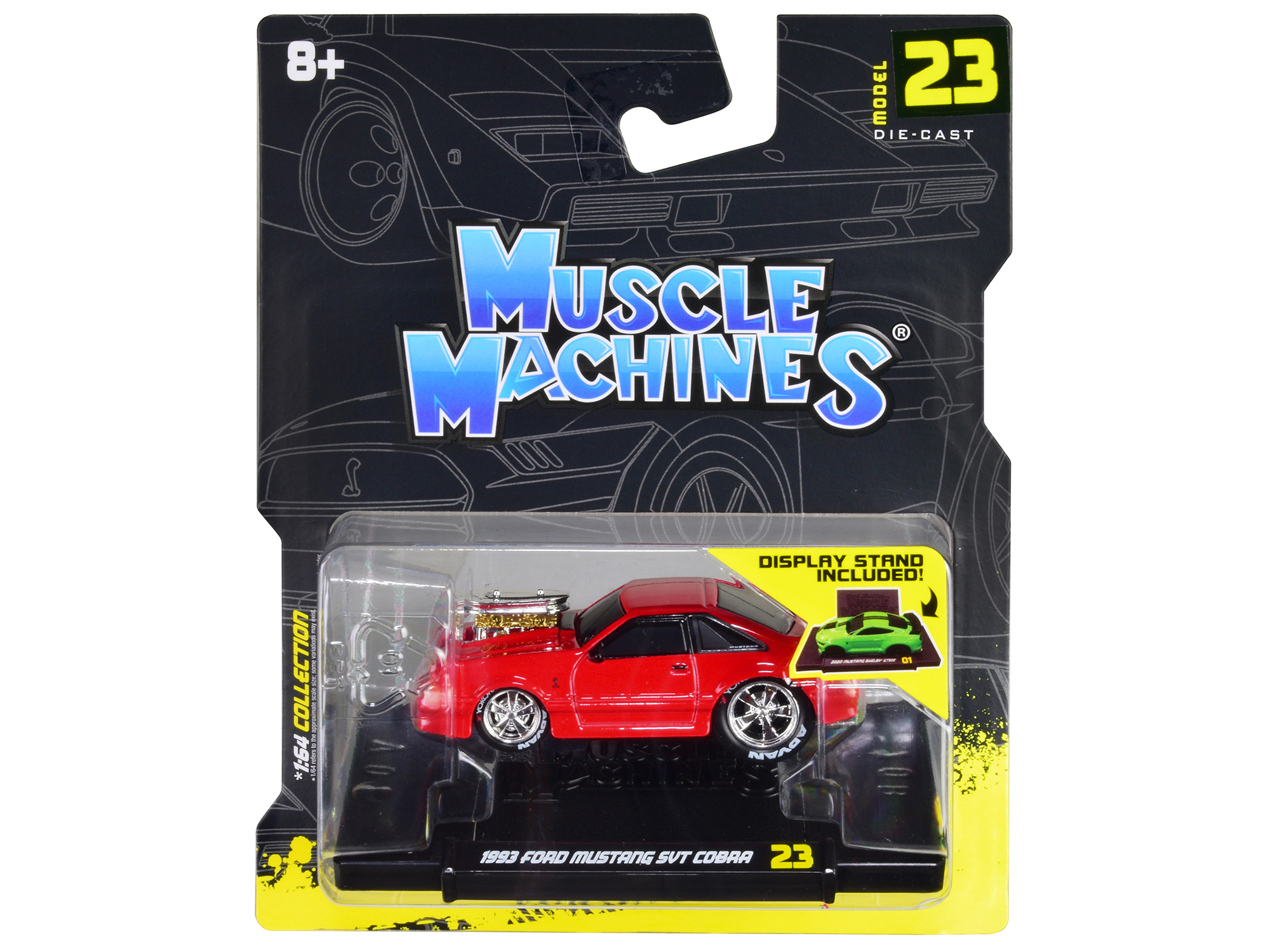 Muscle Machines Brand 1993 Ford Mustang SVT Cobra Red 1/64 Scale