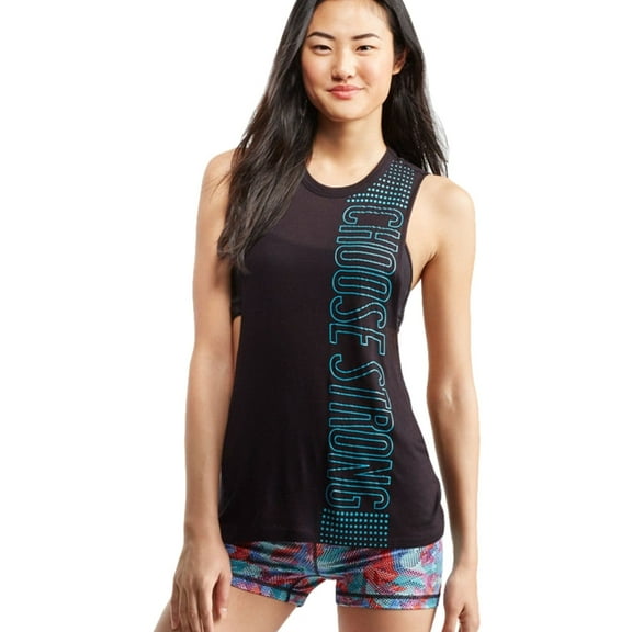 Aeropostale Womens Choose Strong Muscle Tank Top, Black, Juniors, X-Small