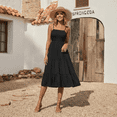 thumbnail image 6 of MLDRA Women’s Summer Sleeveless Midi Dress Spaghetti Strap Flowy Smocked Tiered Loose Fit Casual for Beach Vacation, Black, 6 of 6