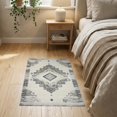 thumbnail image 3 of ODIKA 2'x3' Washable Doormat Beige Boho Large Geometric Trellis Border Neutral Dining Lattice for Entryway, Kitchen, Laundry Room, Non-Slip, Low Pile, 3 of 7