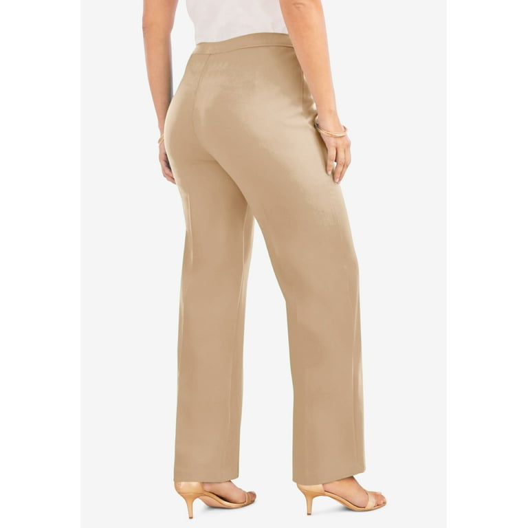 Roaman's Women's Plus Size Straight-Leg Ultimate Ponte Pant Pull-On Stretch  Knit Trousers