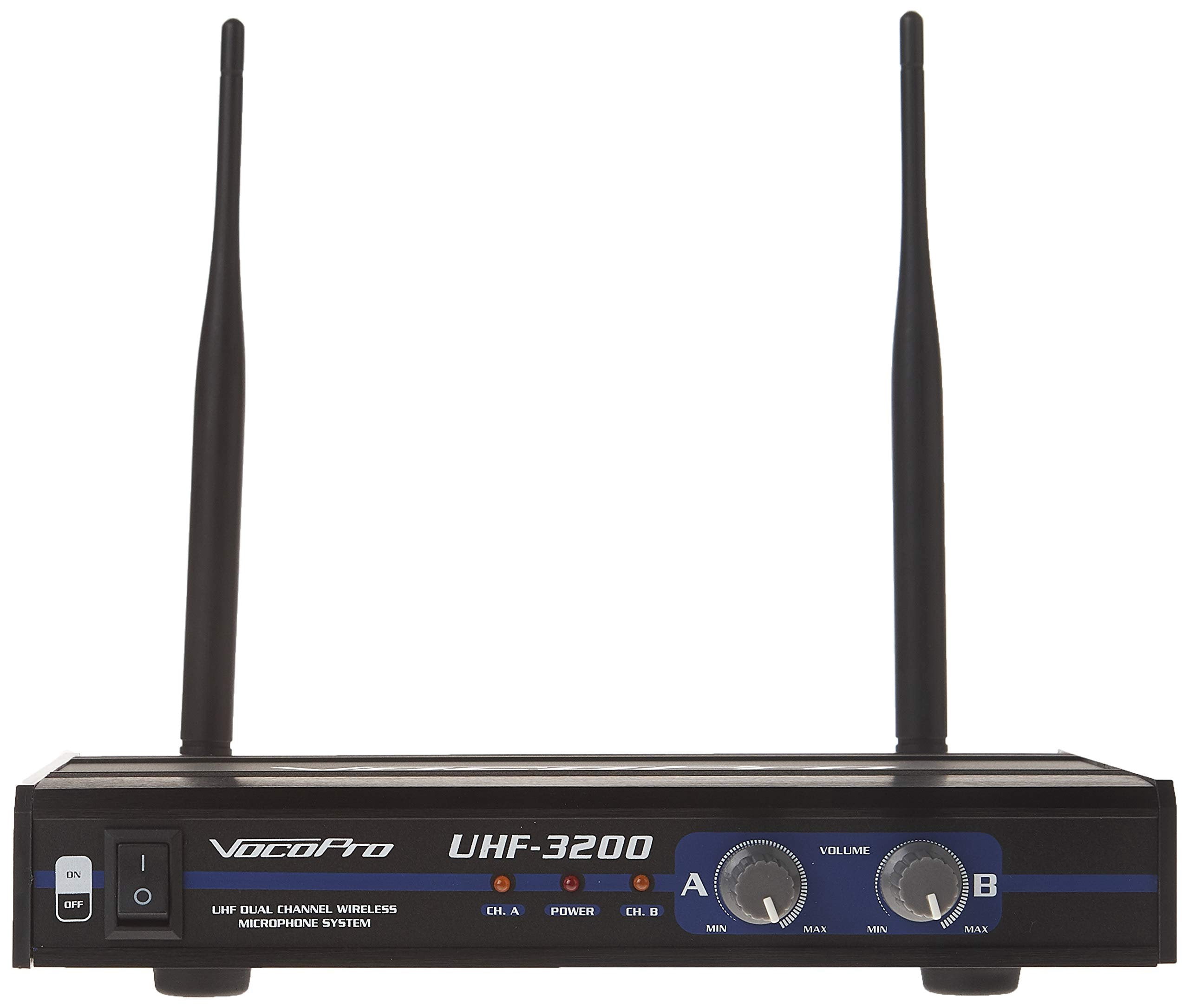 VocoPro - UHF-3200-10 UHF-Dual Channel Wireless Microphone System, UHF-3200-109M,9N