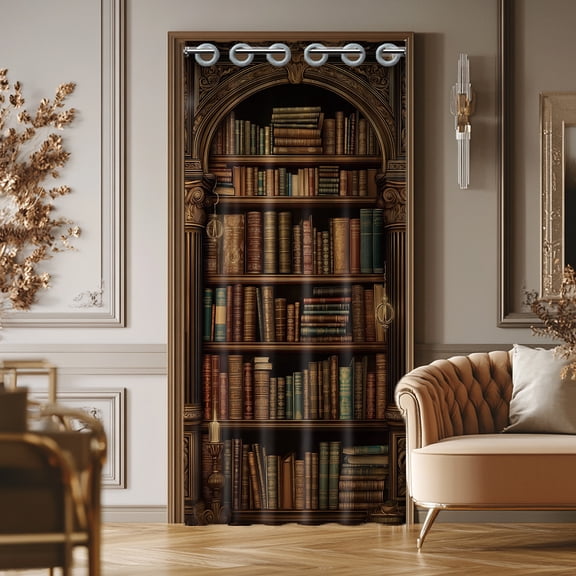 Bookshelf Door Curtain Book Doorway Curtain Room Divider Curtains Folding Doors Curtains for Home Restaurant Door Decor 78x39 Inch