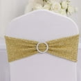 thumbnail image 3 of Efavormart 5 Pack Champagne Shimmer Tinsel Spandex Chair Sashes With Round Silver Rhinestone Chair Buckles - 5"x12", 3 of 11