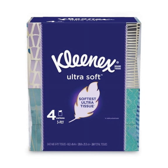 New Kleenex Ultra Soft Facial Tissues - 4 Box Pack