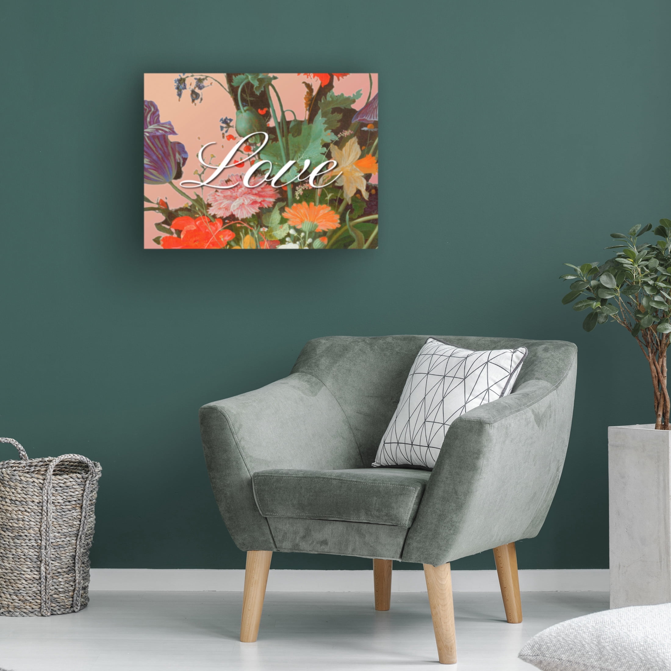 Canvas Wall Art - Sandra Iafrate 'Love Flowers' Wall Art for Living Room, Bedroom, or Office Décor by Trademark Fine Art - 19 x 14 Inches