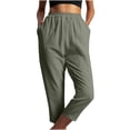 thumbnail image 5 of Babysbule Pants for Women Womens Solid Color Comfortable Elastic Waist Casual Trousers With Pocket, 5 of 8