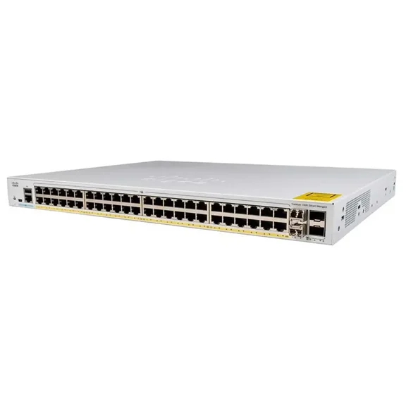 Restored Cisco 48-Port PoE+, Gigabit Managed Switch with 41G SFP Uplinks, P/N: C1000-48P-4G-L (Refurbished)
