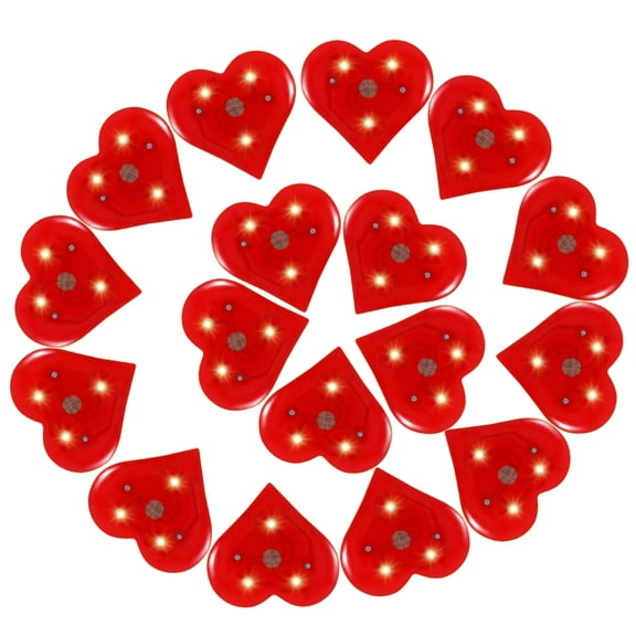 Uonlytech 20Pcs Red Heart Brooch Pins LED Light Up Valentine Party Accessories Plastic Durable Lapel Pins