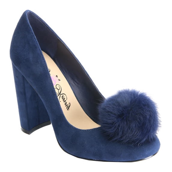 Women's Penny Loves Kenny Riz Pom Pom Pump Navy Microsuede 8.5 W