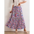 thumbnail image 4 of Musuos Women Flowy Floral Skirt Casual Ruffled Hem Elastic Waist A-Line Skirt for Summer Beach Vacation Streetwear, 4 of 9