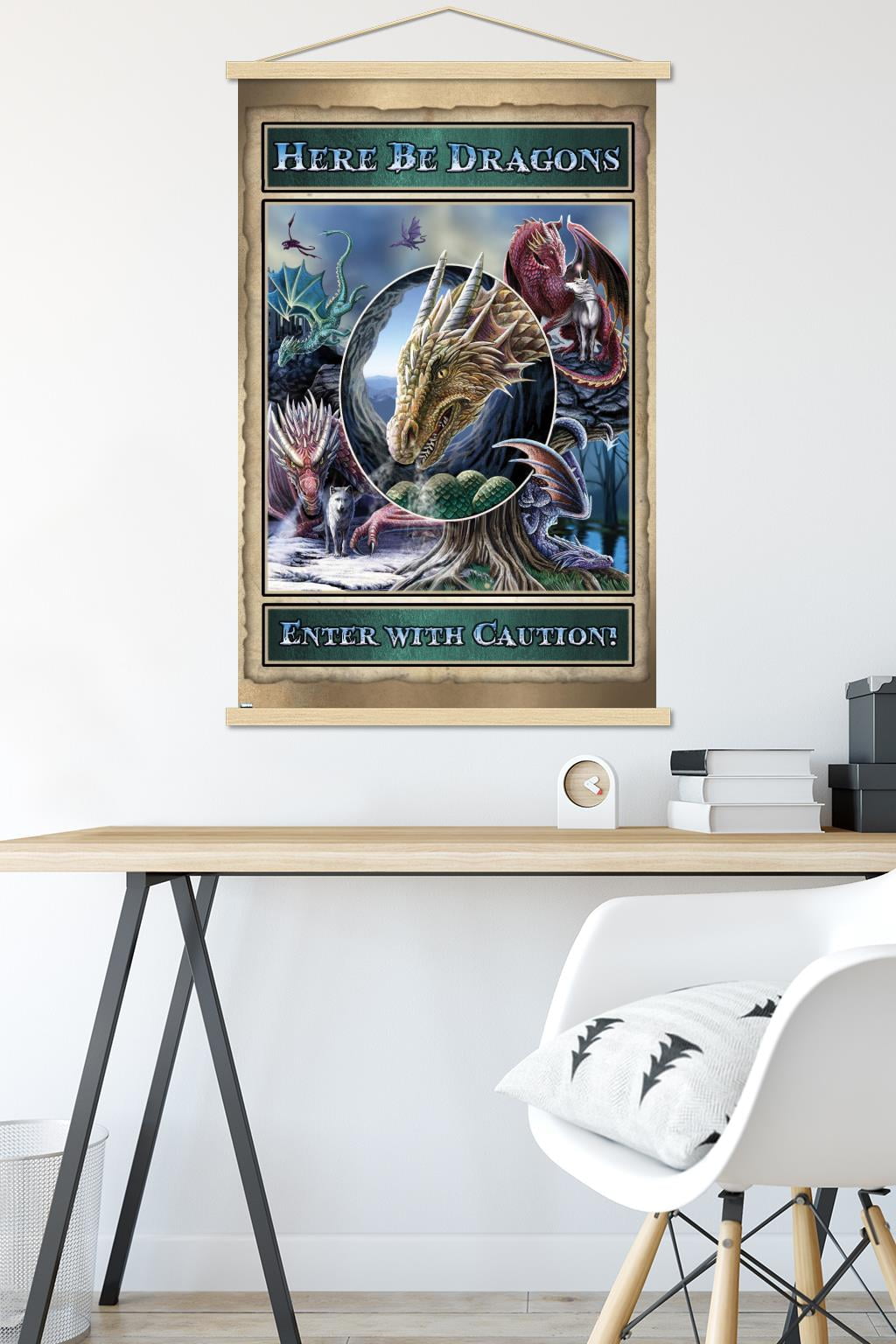 Lisa Parker - Here Be Dragons Wall Poster with Wooden Magnetic Frame, 22.375" x 34"