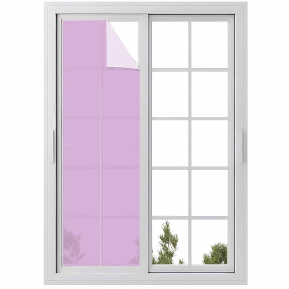Solid Light Window Privacy Film Purple Decorative Glass Window Film UV Blocking Static Cling Non-Adhesive Sticker Covering for Home Door 23.6 x 78.7 inches