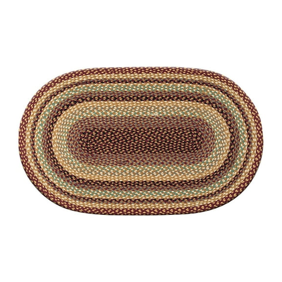 Home Indoor Decorative Jute C-357 Burgundy, Gray, Creme Braided Rug, Oval 27" x 45"
