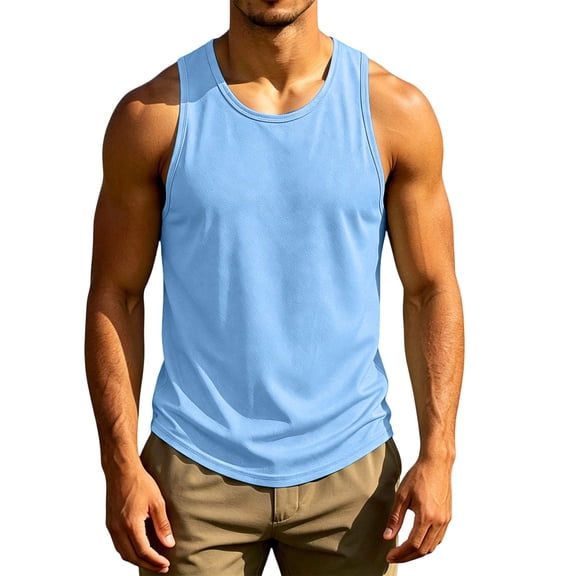 longantii Men's Tank Top Cotton Moisture Wicking Muscle Shirt Summer Sleeveless Shirts Gym Workout Tank