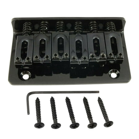 

65mm 6 String Bass Guitar Hardtail Bridge Top Load Bridge Tailpiece with L Shape Wrench and Screws for 6 String Guitar
