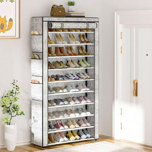 10-Tier Large Capacity Shoe Cabinet - Holds 50-56 Pairs, Dustproof Free Standing Shoe Shelf, Easy Assembly Tall Storage Cabinet for Entryway, Bedroom & Dormitory