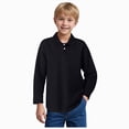 thumbnail image 2 of TOWED22 Toddler Boys Long Sleeve Polo Shirts School Uniform Dress Button Down Shirts Tops,Black,8-9 Y, 2 of 5