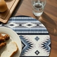 thumbnail image 4 of Round Placemats Set of 4 Blue Boho Aztec Place Mats Washable Woven Placemat Southwest Tribal Geometric Circle Braided Table Mat for Kitchen Dining Table Party Home Decor 15 Inch, 4 of 8