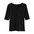 thumbnail image 3 of TYGHBN Women's V Neck Short Sleeve T Shirt Casual Basic Top Comfortable Soft Everyday Tee for Spring and Fall Summer Sports Women Long Sleeves Women Shirt Women Spandex Long Sleeve Shirt plus Size T, 3 of 3