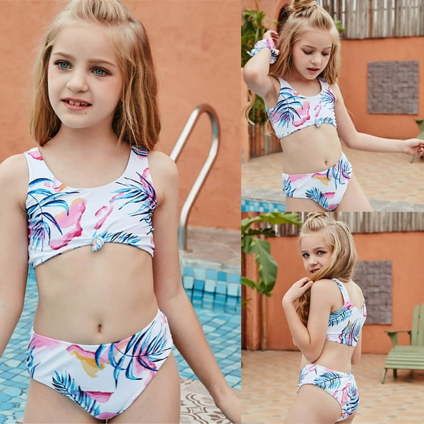 Fesfesfes Teen Girls Holiday Cute Bikini Sets Children Girls Split Two  Piece Swimsuit Swim Pool Beach Wear Skinny Bathing Suit 6-12 Years 