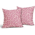 thumbnail image 2 of Daisy Floral Block Print Pillow Covers 20X20 Inch Hot Pink Beige Flowers Decorative Square Pillow Cases Set of 2 Farmhouse Home Decor Vintage Rustic Cute Throw Pillows for Sofa Couch Outdoor, 2 of 4