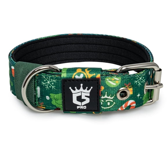 Collar para Perro TSPRO Táctico de 3.2 cm de Ancho Resistente en Verde Navideño