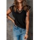 thumbnail image 4 of ABPHQTO Camiseta sin mangas con cuello en V acanalado de croché de encaje negro para mujer, 4 of 5