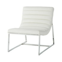 Noble House Patrick Modern Faux Leather Accent Slipper Chair, White
