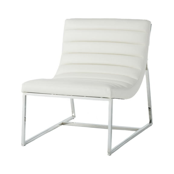 Noble House Patrick Modern Faux Leather Accent Slipper Chair, White