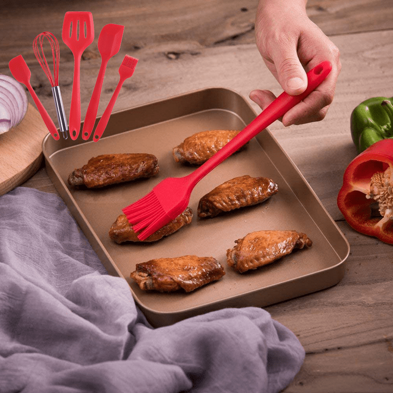 5 Piece Silicone Cooking Utensils Set, Seamless One-Piece Spatulas Set,  Silicone Brush and Whisk Set…See more 5 Piece Silicone Cooking Utensils  Set